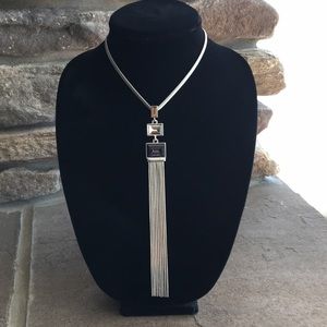 White House Black Market 3 Gem Tassel Necklace